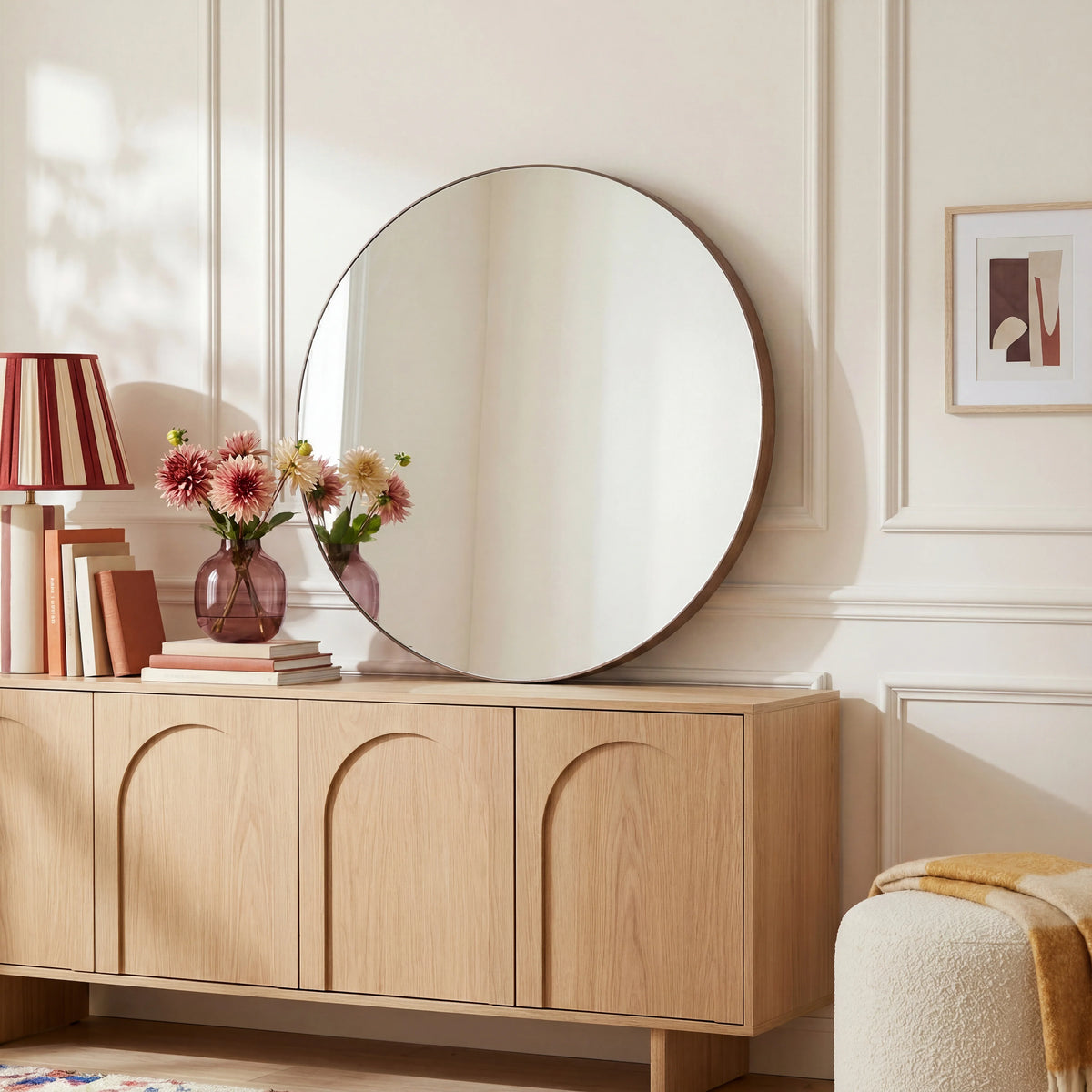 SIRIUS - Oak Round Mirror - 100 cm
