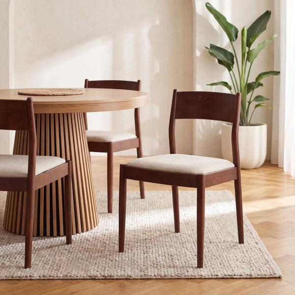 VALOMA - Fabric & Oak Set of 2 Dining Chairs