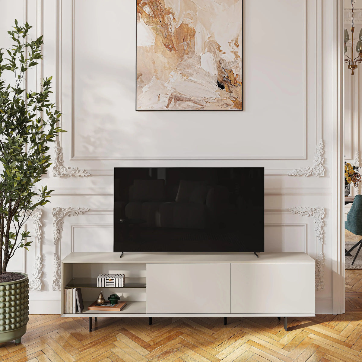 AGNES - Entertainment Unit with Metal Legs