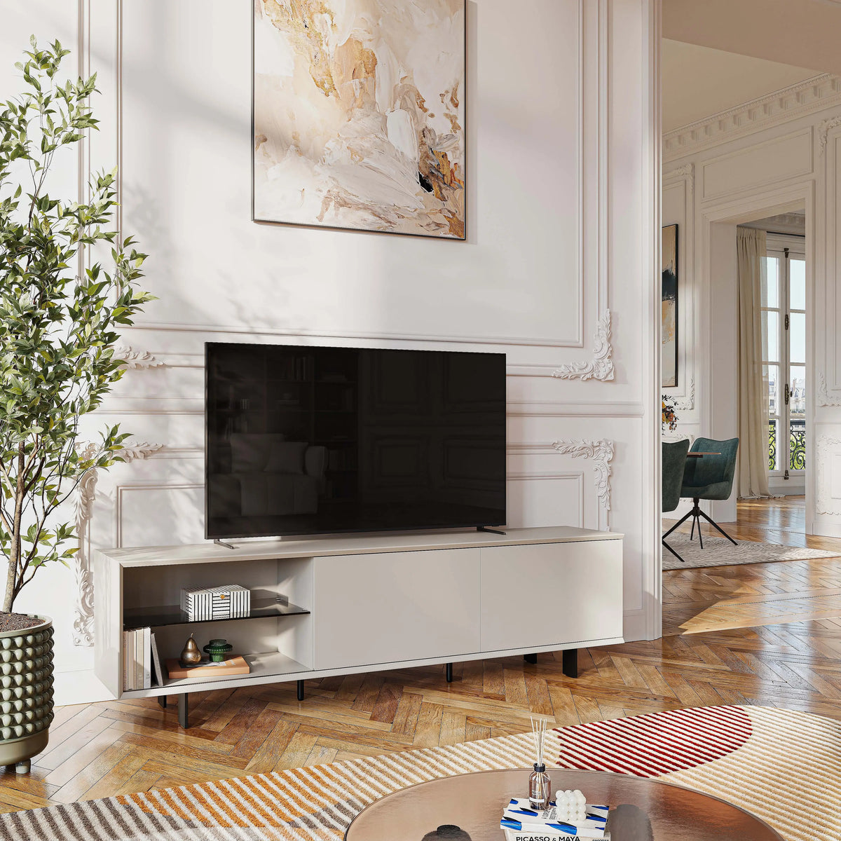 AGNES - Entertainment Unit with Metal Legs
