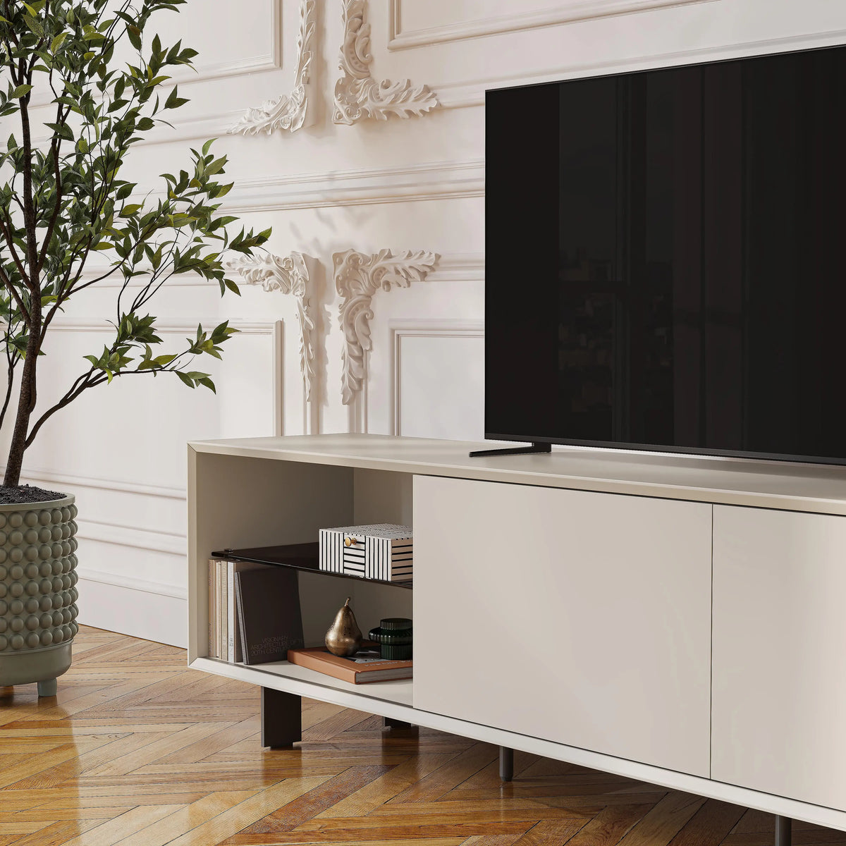 AGNES - Entertainment Unit with Metal Legs