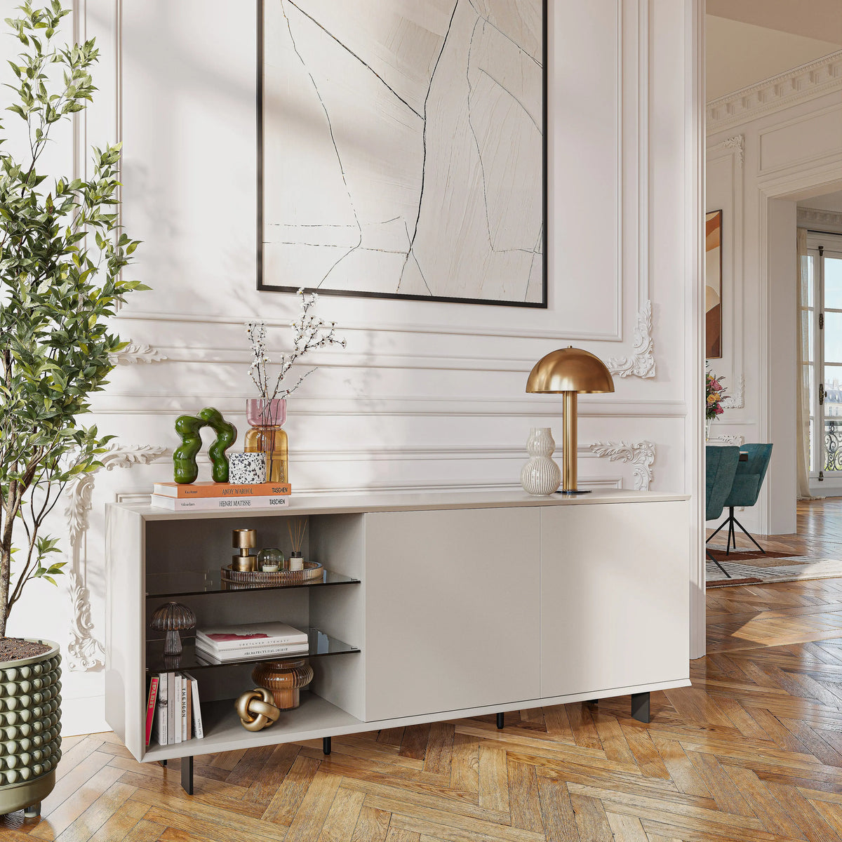 AGNES - 2 Door Buffet with Metal Legs