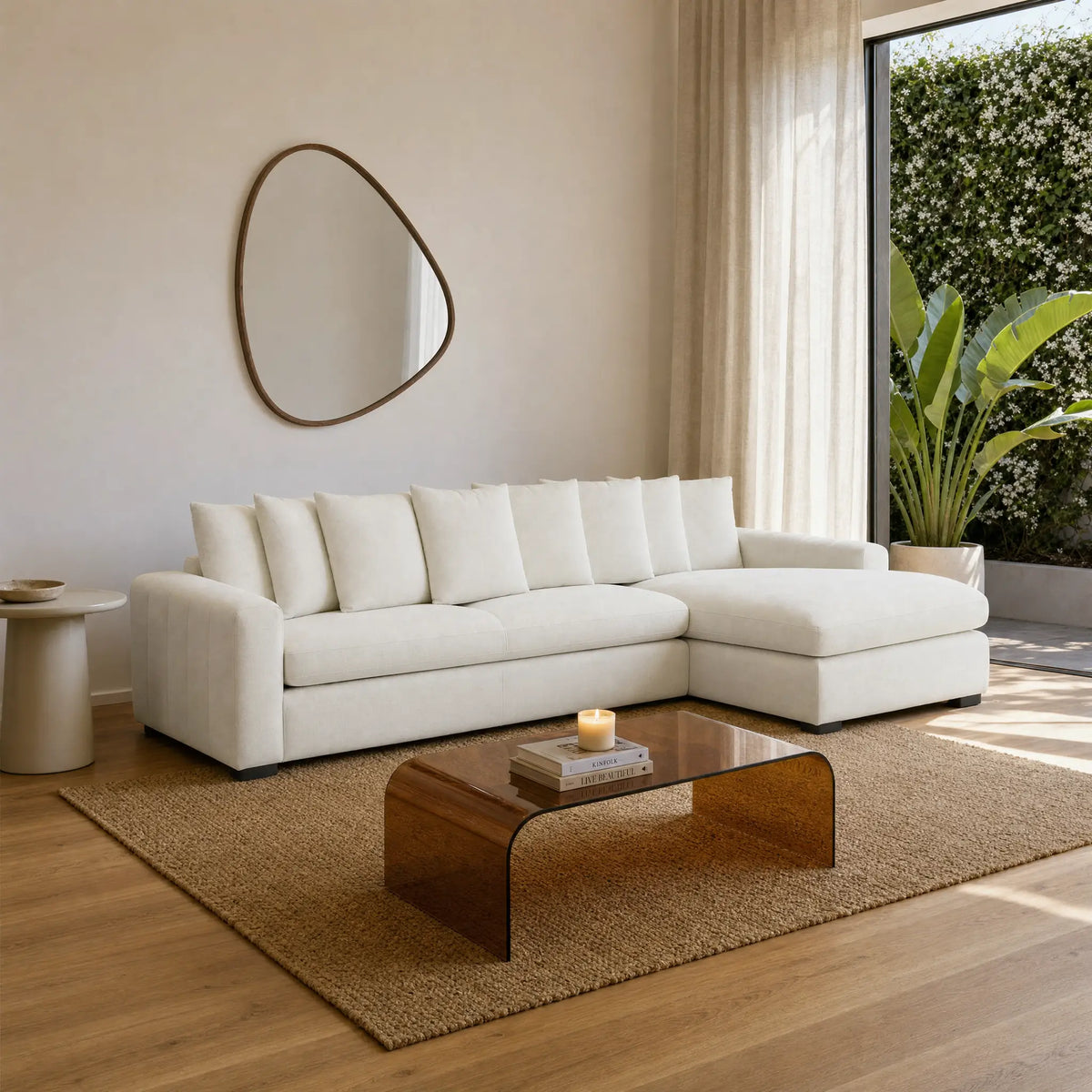 ALFAMA - Fabric Right-hand Chaise Sofa