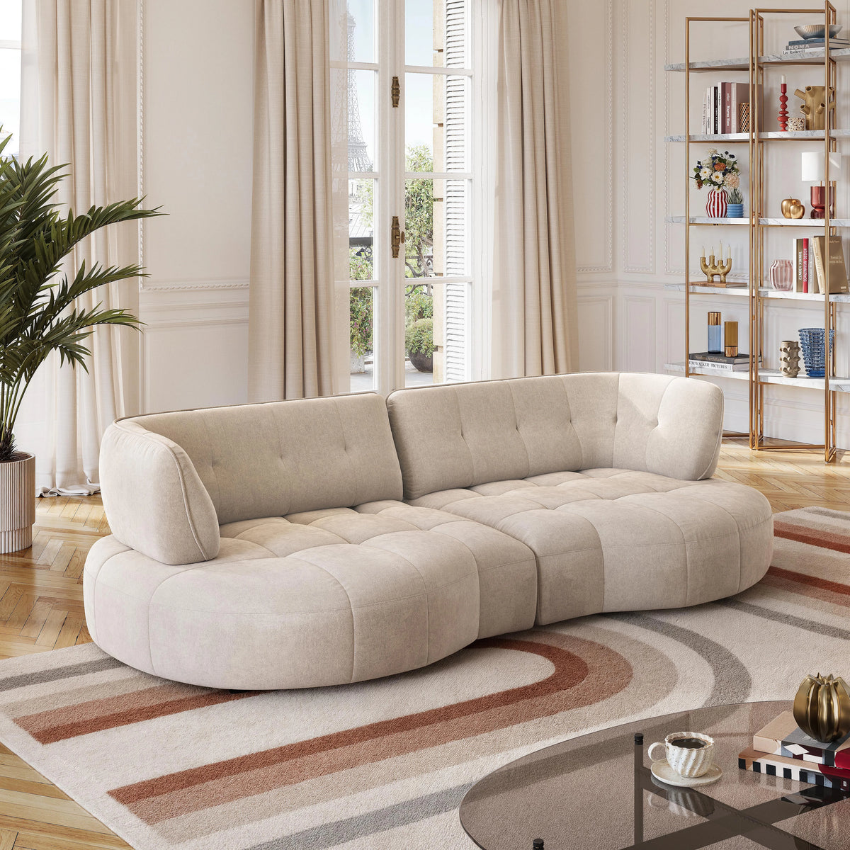 ALIZEE - Upholstered 4 Seater Fabric Sofa