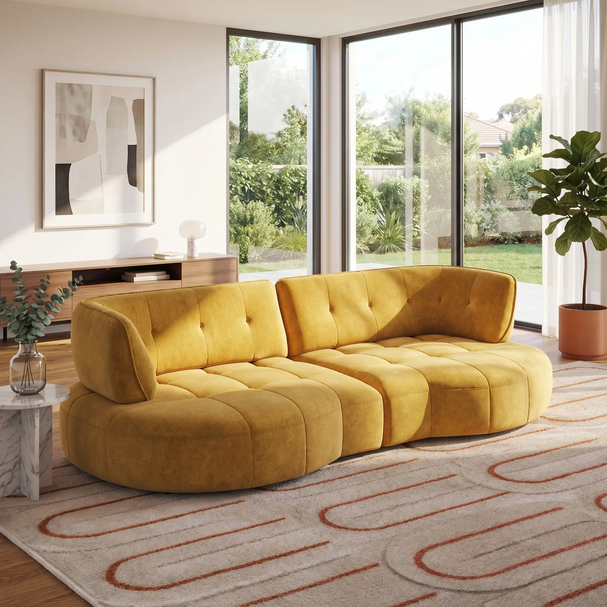 ALIZEE - Upholstered 4 Seater Fabric Sofa