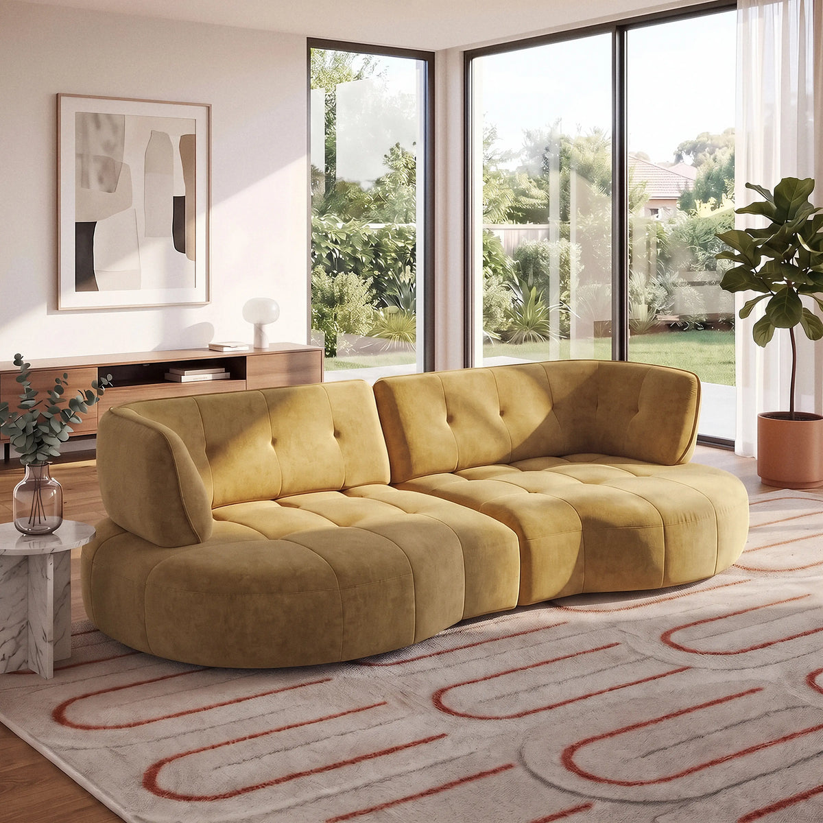 ALIZEE - Upholstered 4 Seater Fabric Sofa