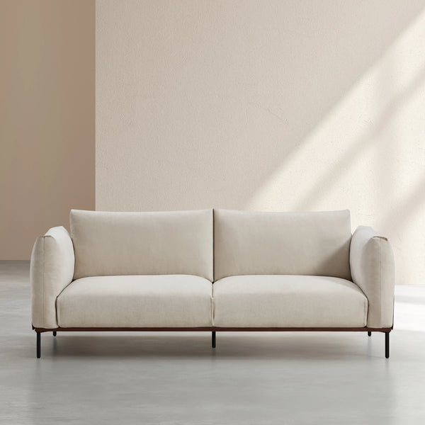 AMAMI - 3 Seater Sofa with Walnut Base