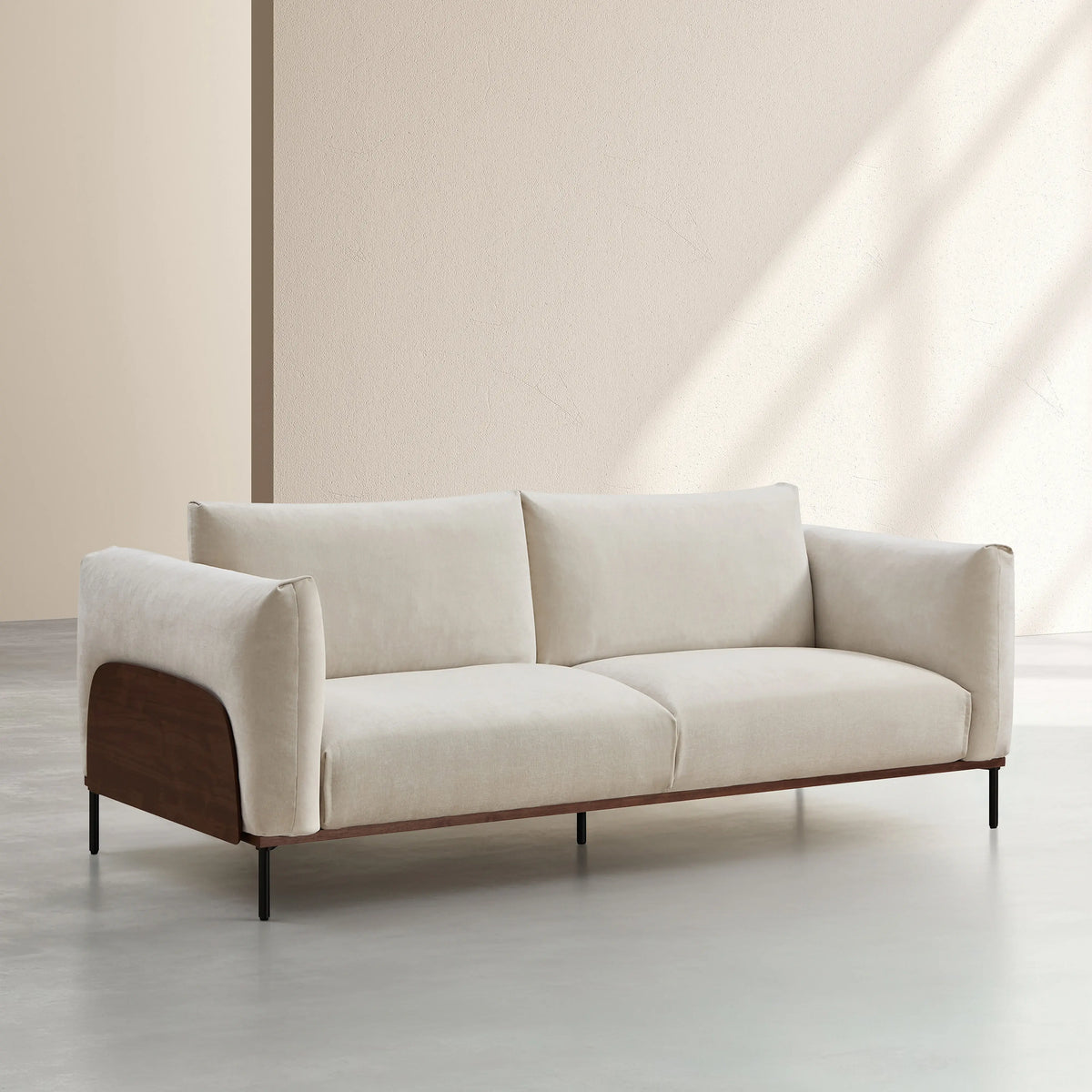AMAMI - 3 Seater Sofa with Walnut Base