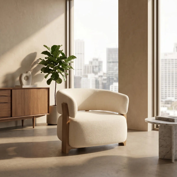 BARREA - Fabric & Wood Armchair