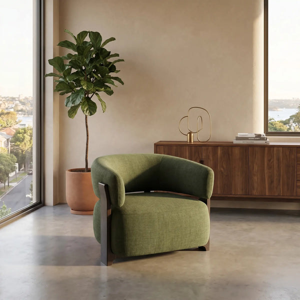 BARREA - Fabric & Wood Armchair