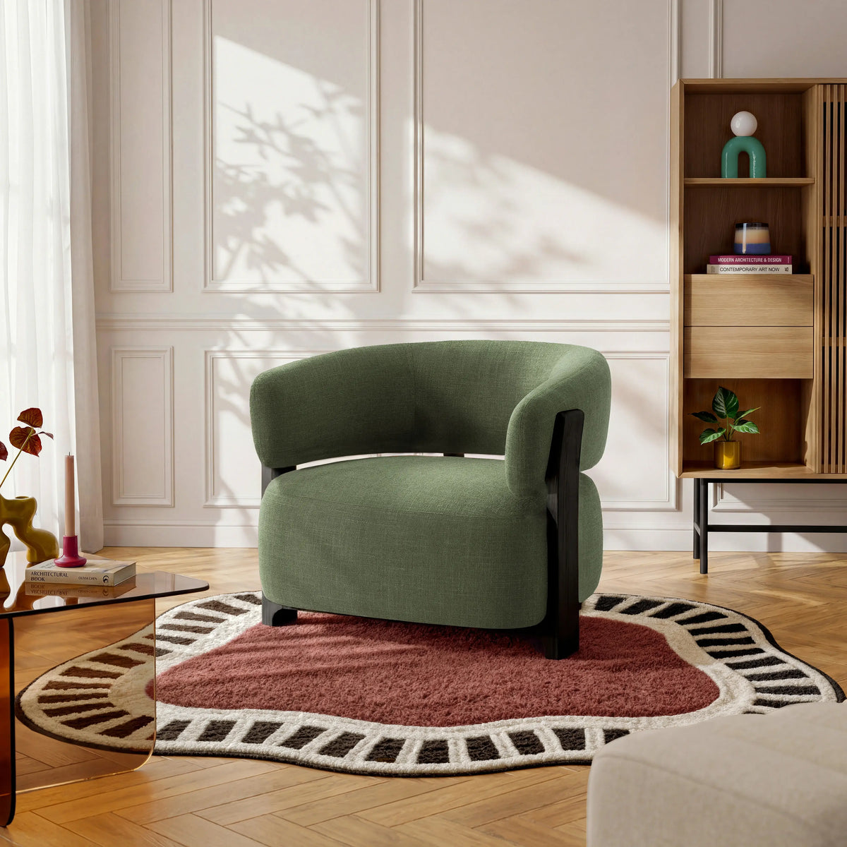 BARREA - Fabric & Wood Armchair