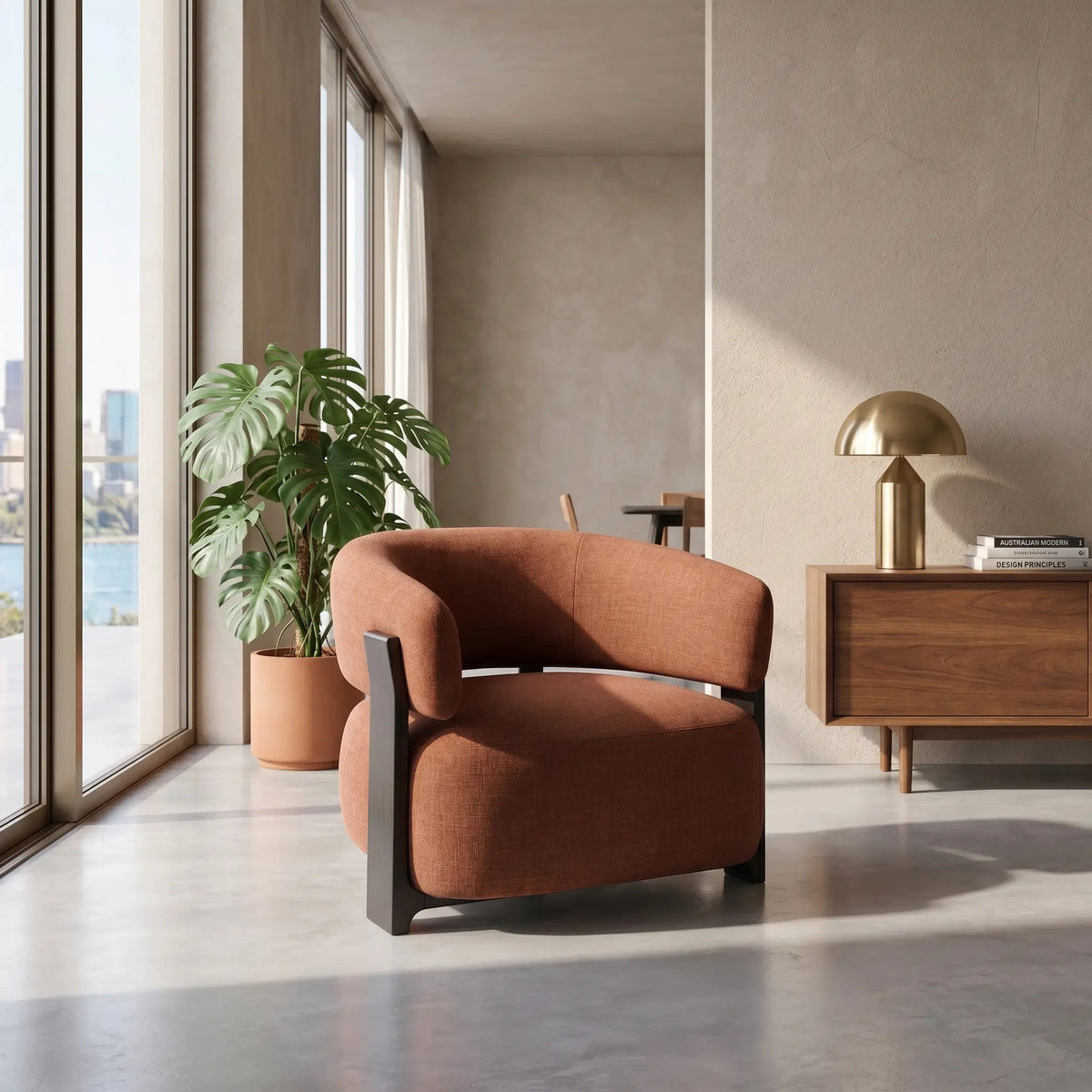 BARREA - Fabric & Wood Armchair