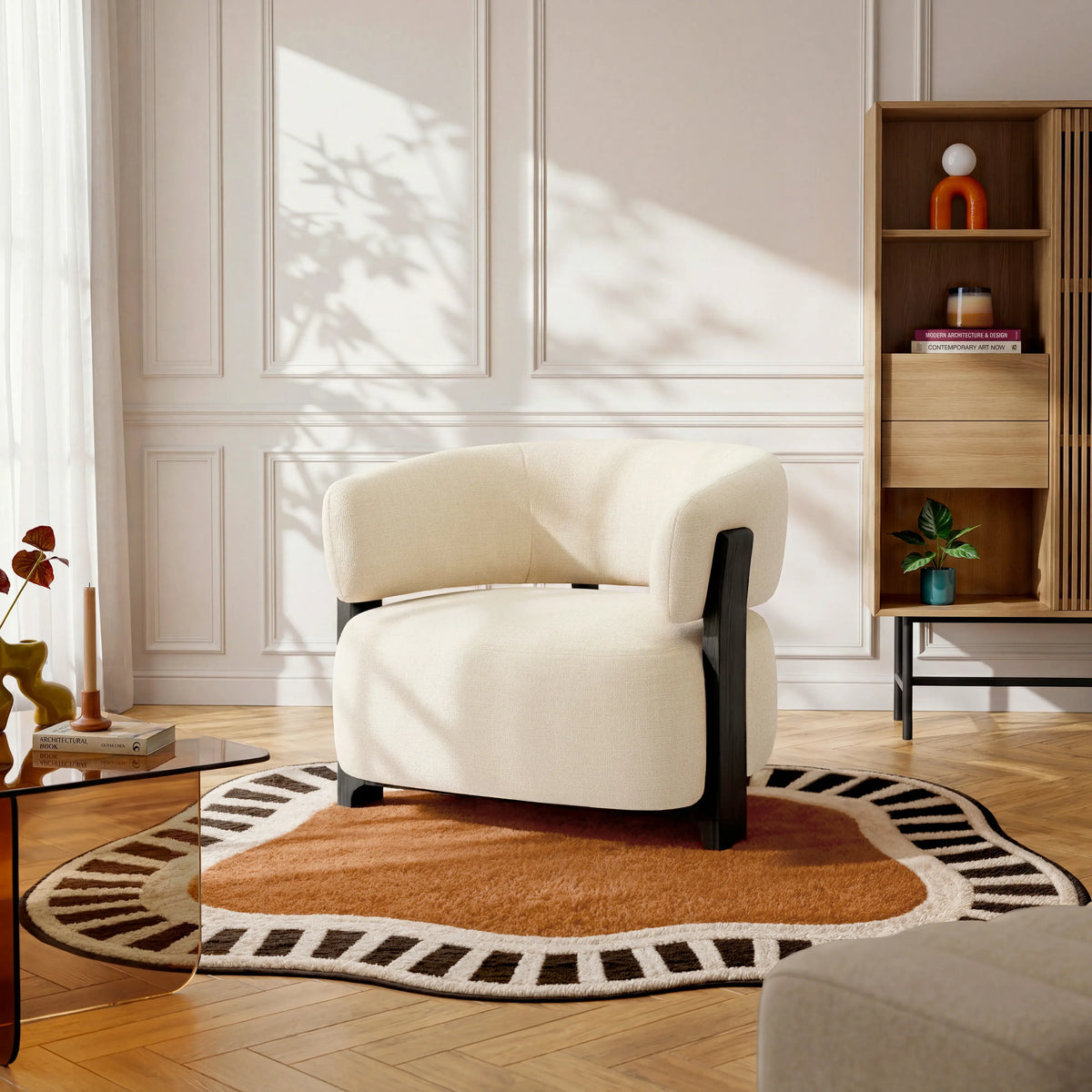 BARREA - Fabric & Wood Armchair