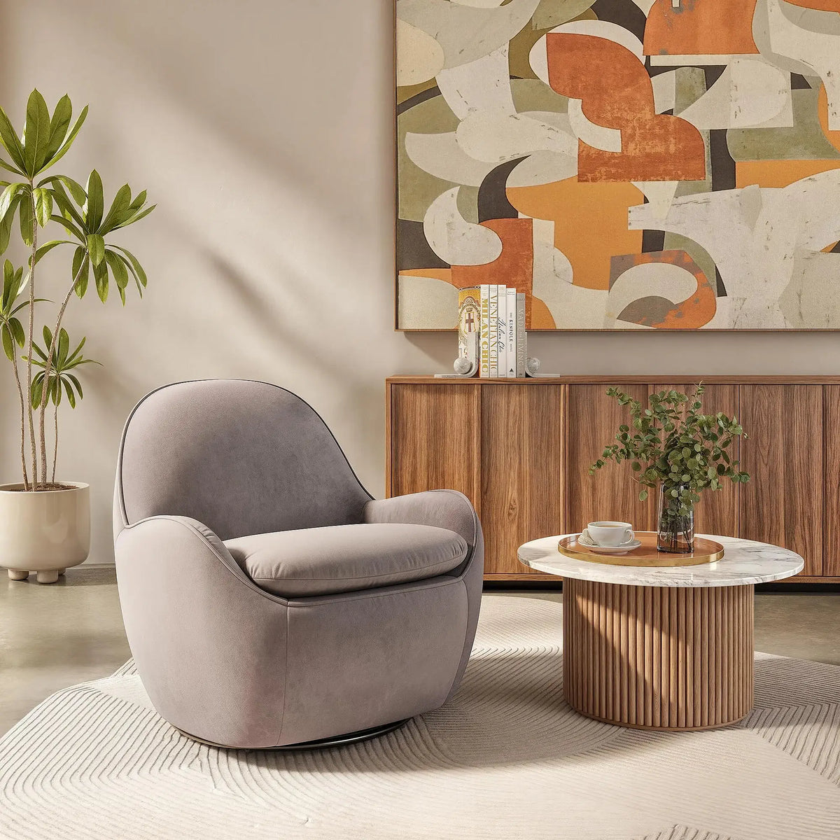 BOCA - Velvet Swivel Armchair