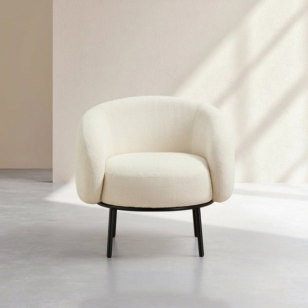 CAJOU II - Chenille & Metal Armchair