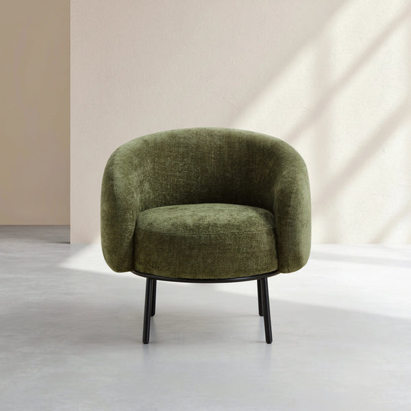 CAJOU II - Chenille & Metal Armchair