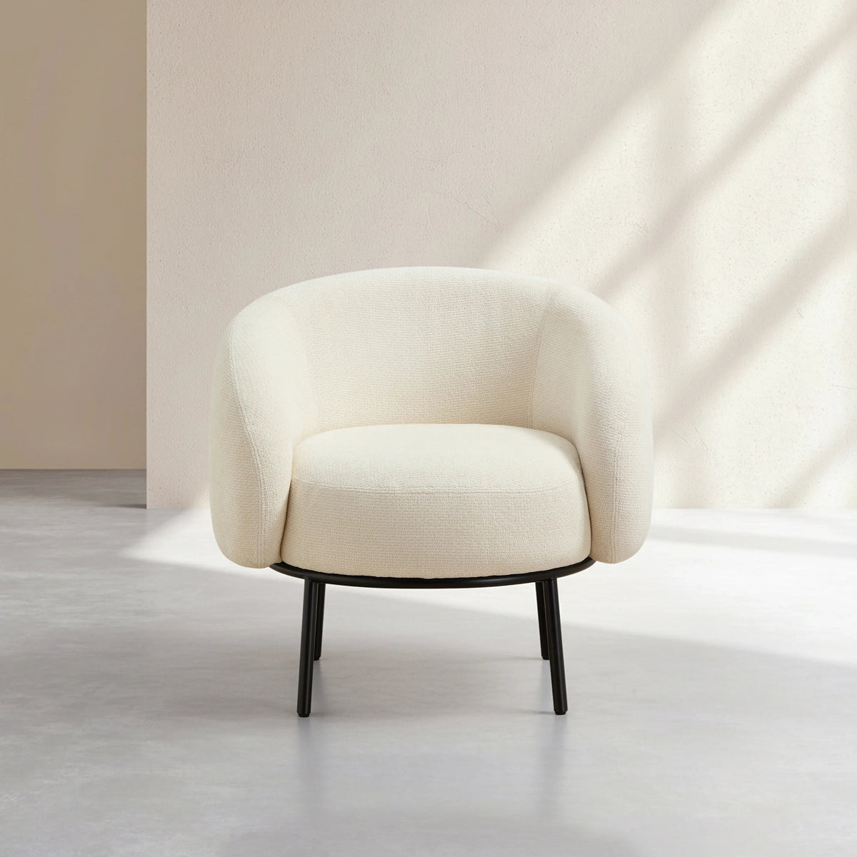 CAJOU II - Chenille & Metal Armchair