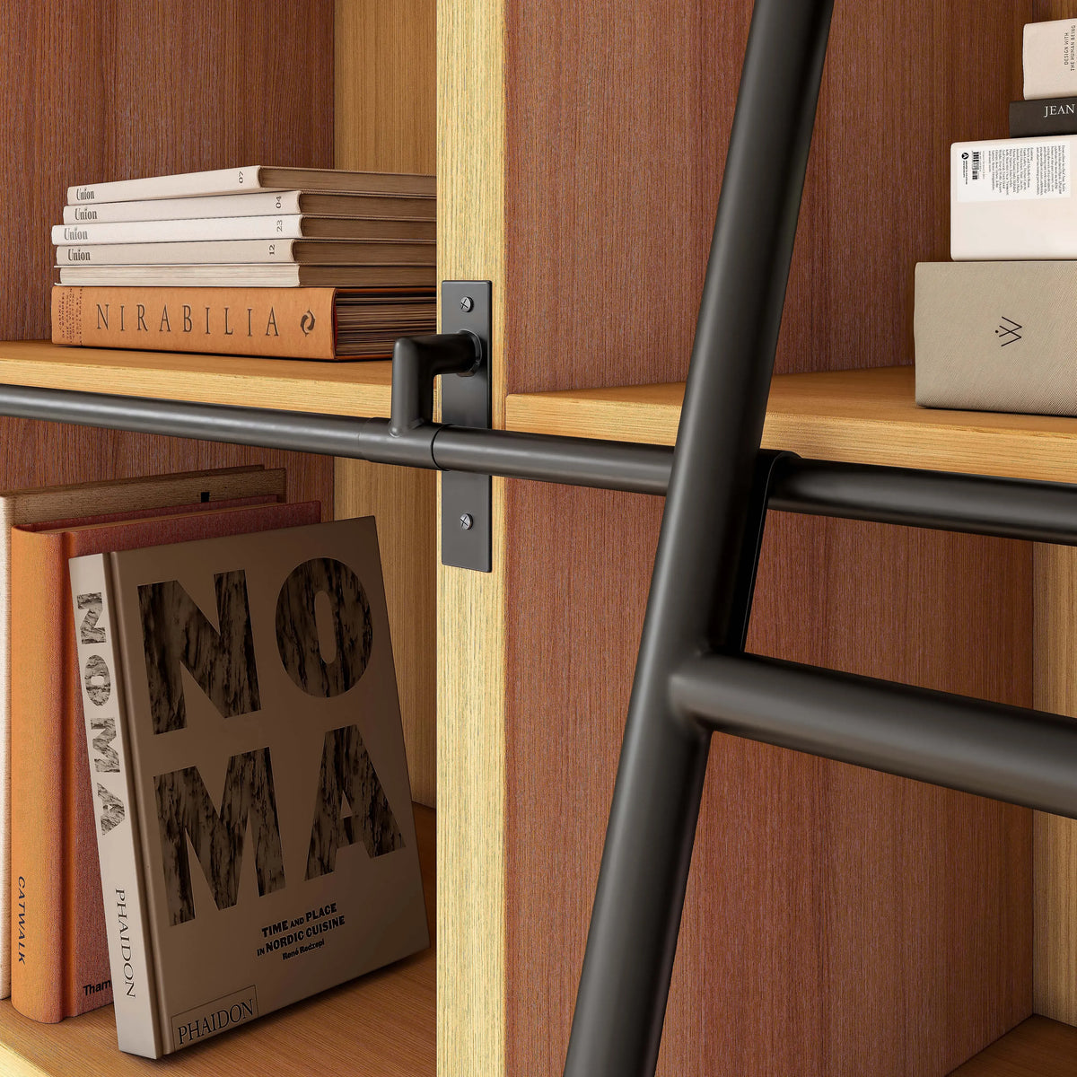 CAMUS - Oak Bookcase with Ladder