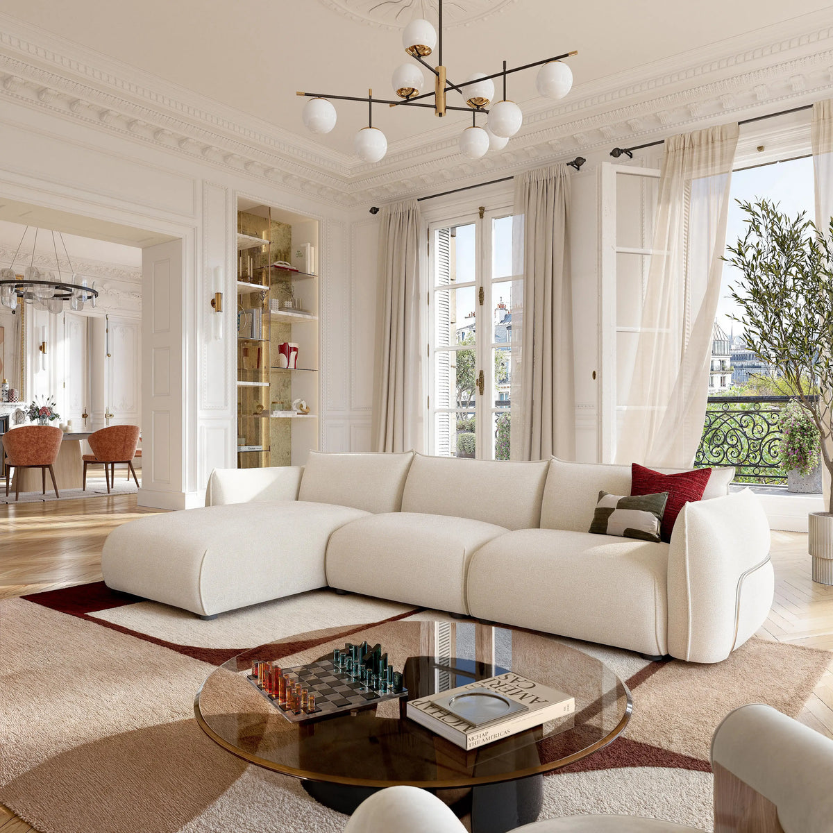 CELESTE - Fabric Left-hand Chaise Sofa