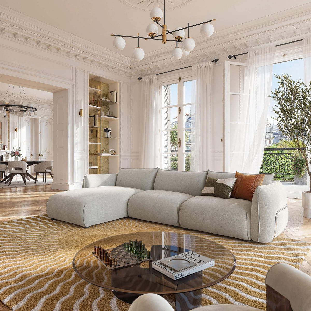 CELESTE - Fabric Left-hand Chaise Sofa