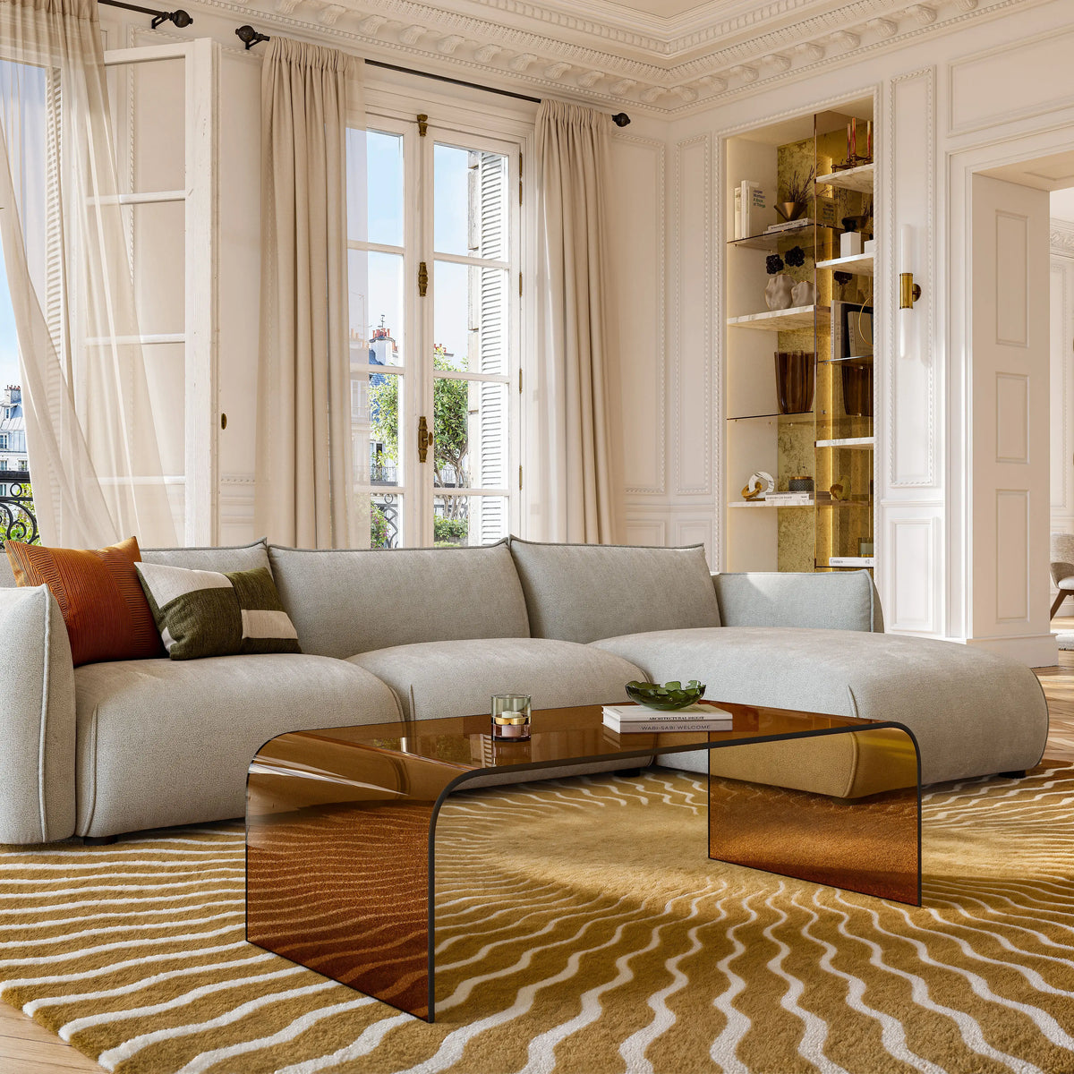 CELESTE - Fabric Right-hand Chaise Sofa