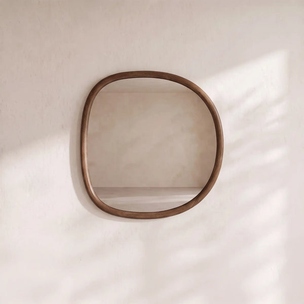 DENELYS - Oak Organic Shape Mirror - 75 x 80 cm
