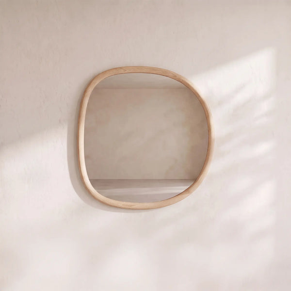 DENELYS - Oak Organic Shape Mirror - 75 x 80 cm
