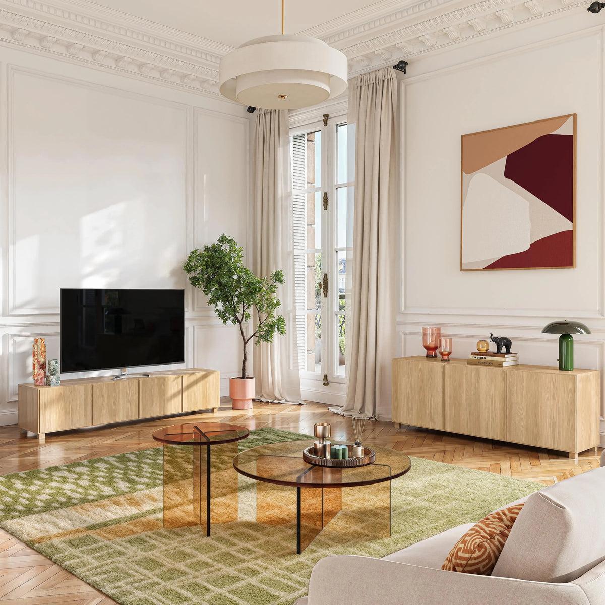 DRIO - Oak 4 Door Entertainment Unit