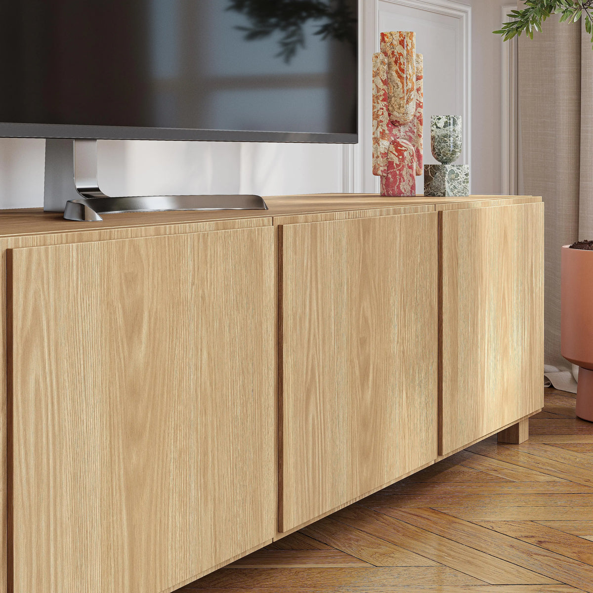 DRIO - Oak 4 Door Entertainment Unit