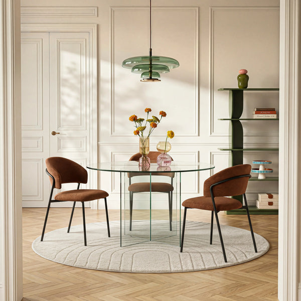 ELORY - Glass Round Dining Table