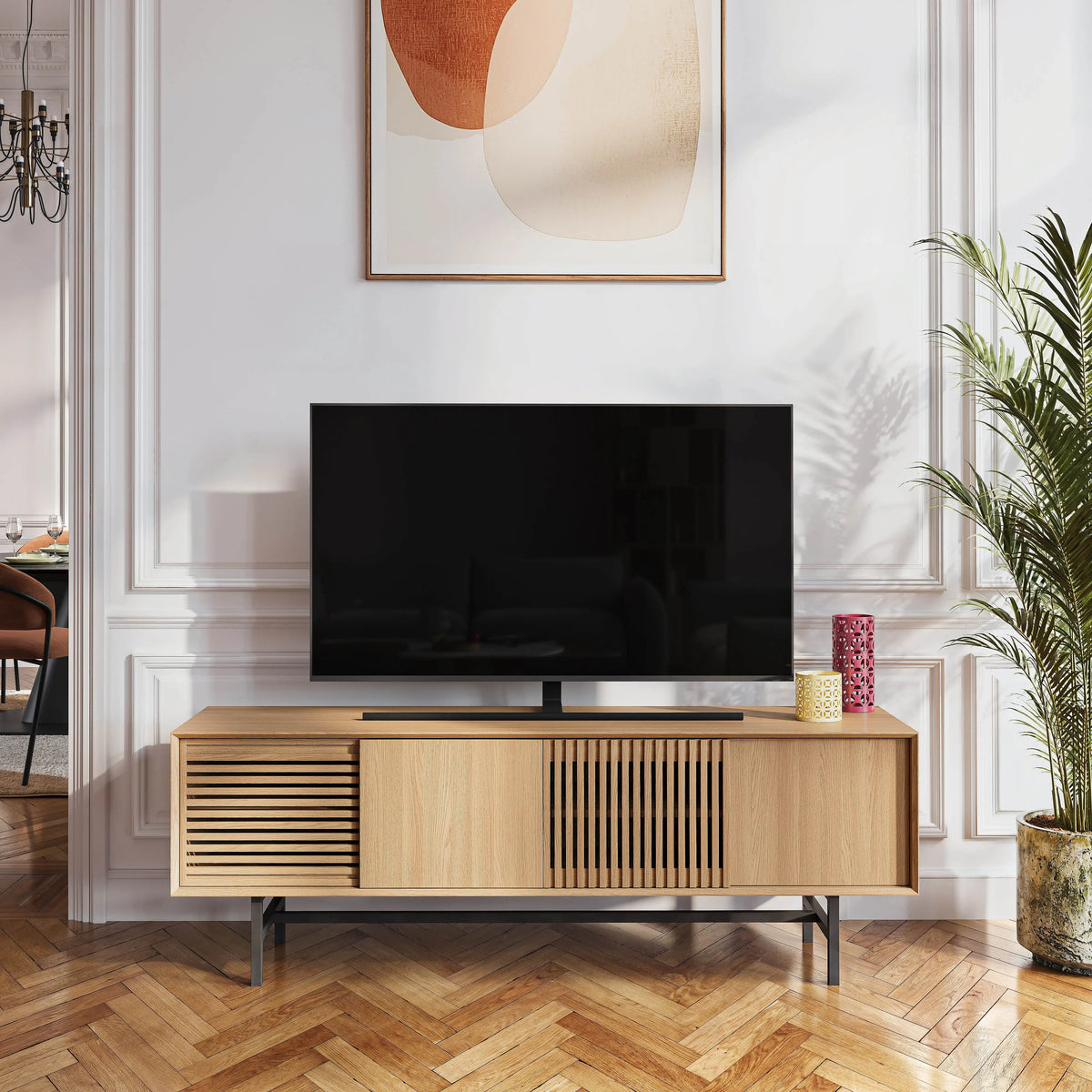 ELYA - Oak 4 Door Entertainment Unit