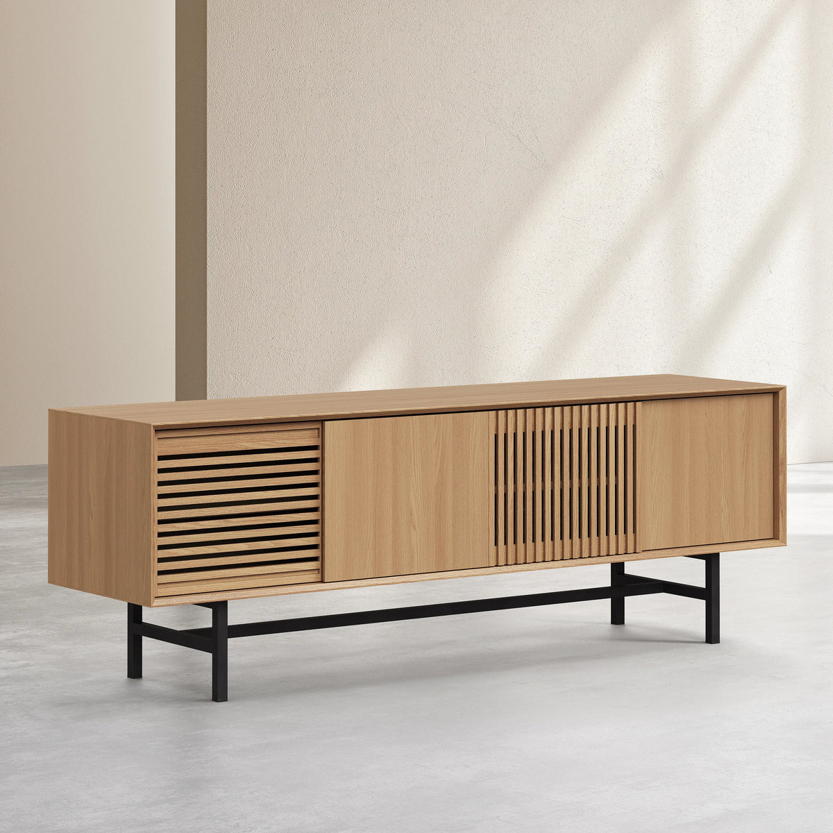 ELYA - Oak 4 Door Entertainment Unit