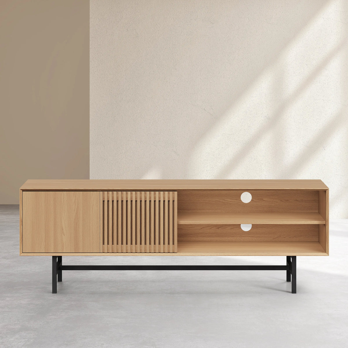 ELYA - Oak 4 Door Entertainment Unit