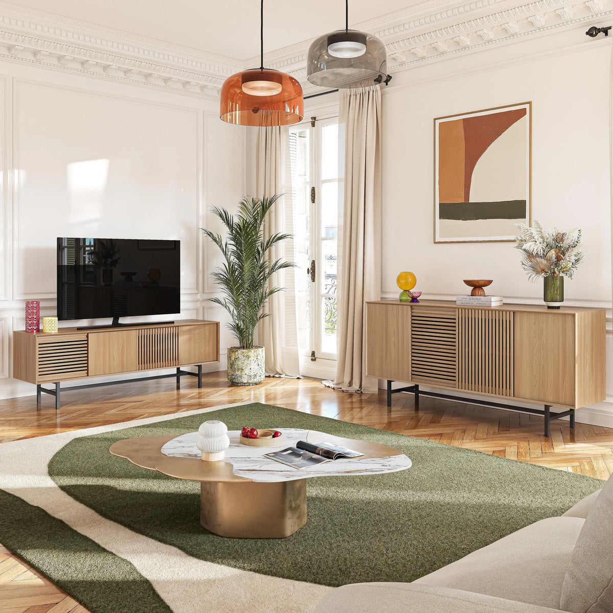 ELYA - Oak 4 Door Entertainment Unit