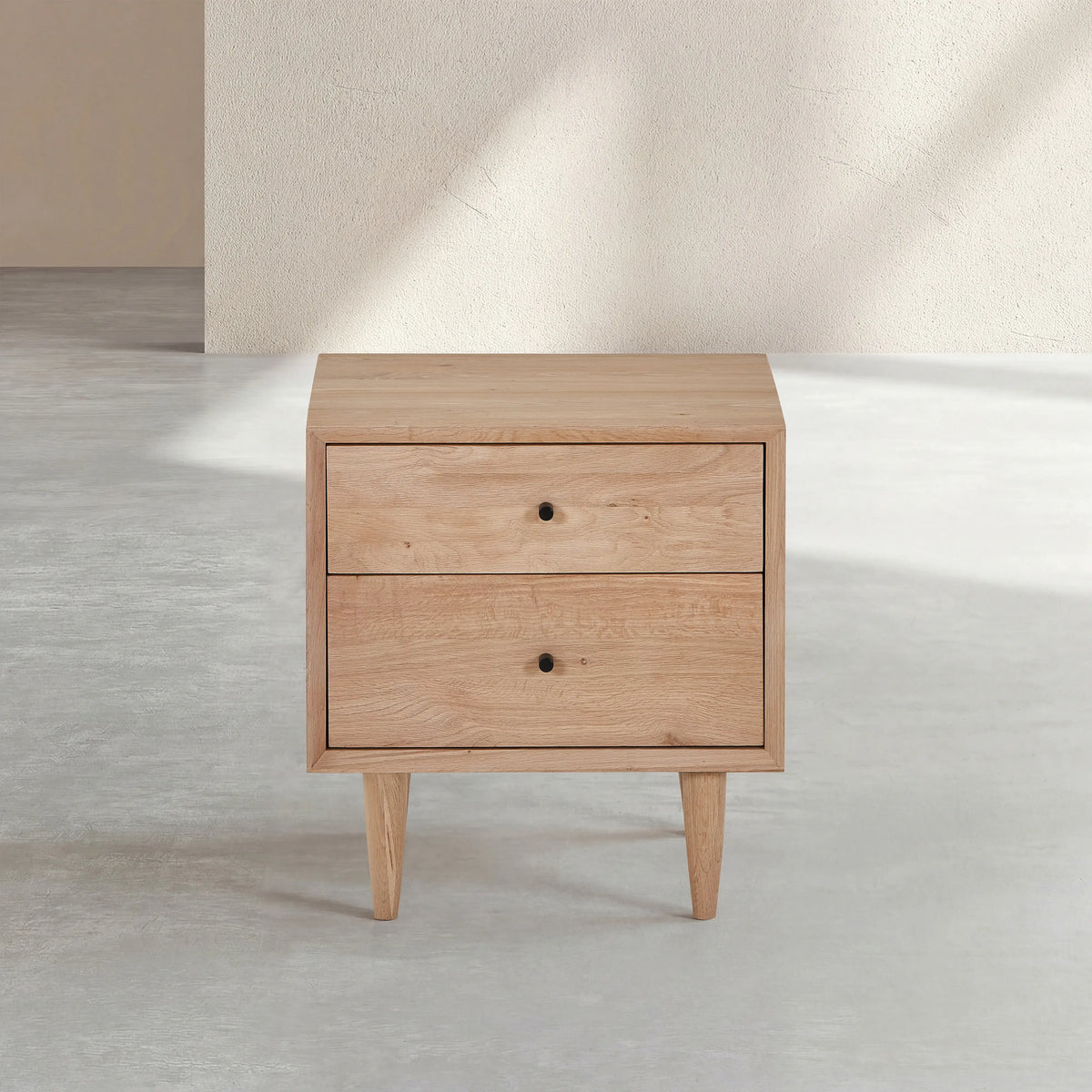 EUGENIE - Oak 2 Drawer Bedside Table