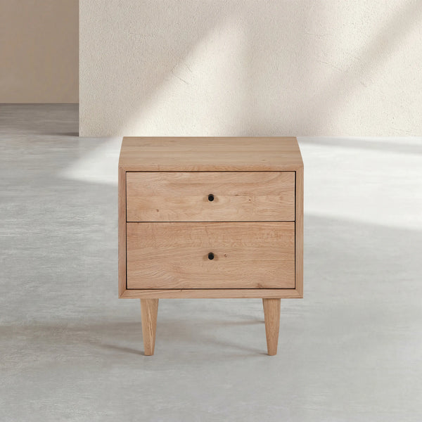 EUGENIE - Oak 2 Drawer Bedside Table