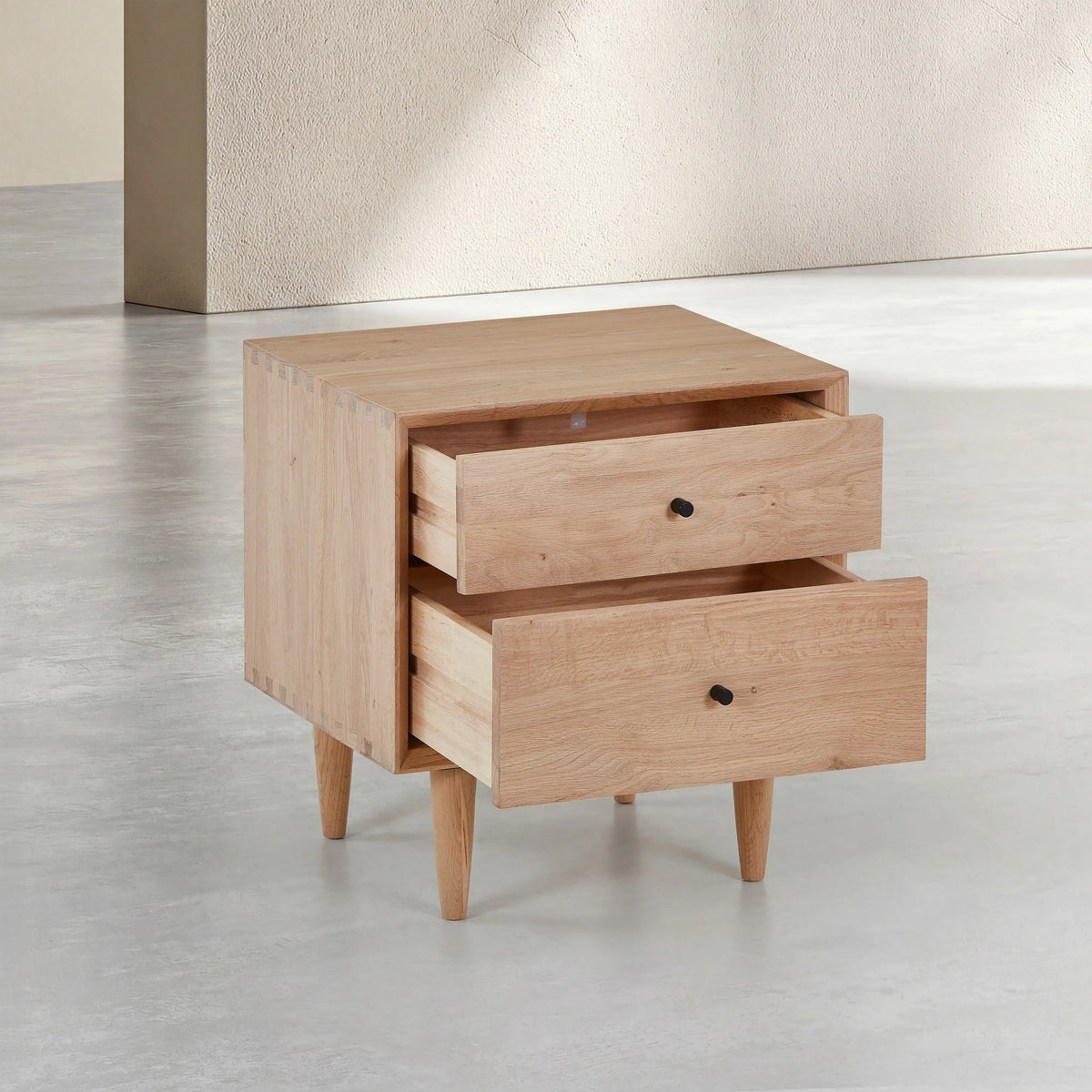 EUGENIE - Oak 2 Drawer Bedside Table