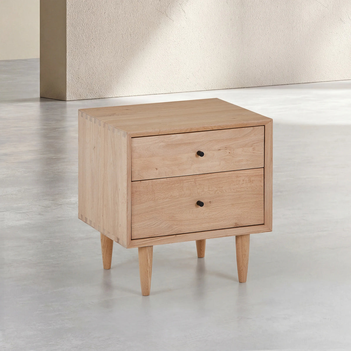 EUGENIE - Oak 2 Drawer Bedside Table