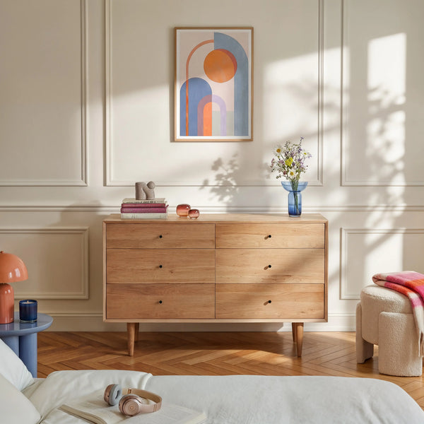 EUGENIE - Oak 6 Drawer Dresser