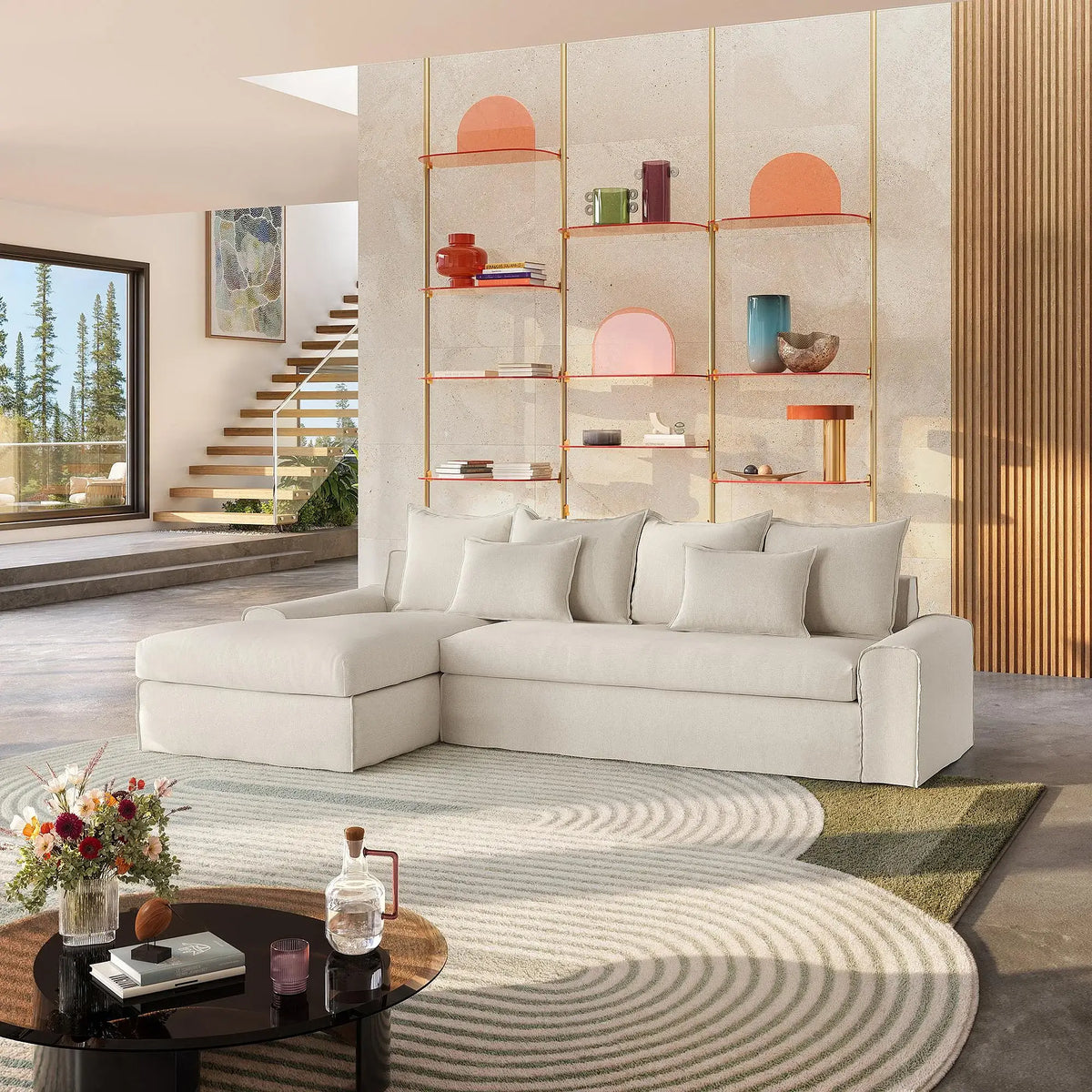 GINOSA - Linen Left-hand Chaise Sofa Cover