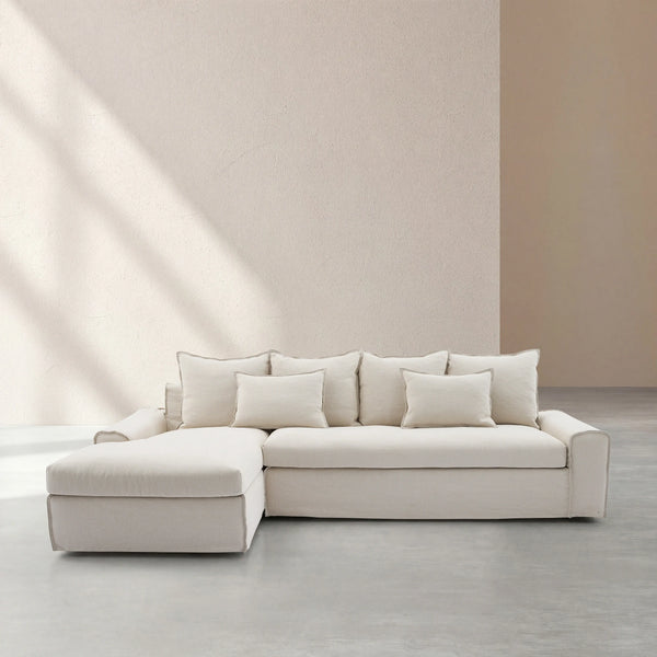 GINOSA - Linen Left-hand Chaise Sofa Cover