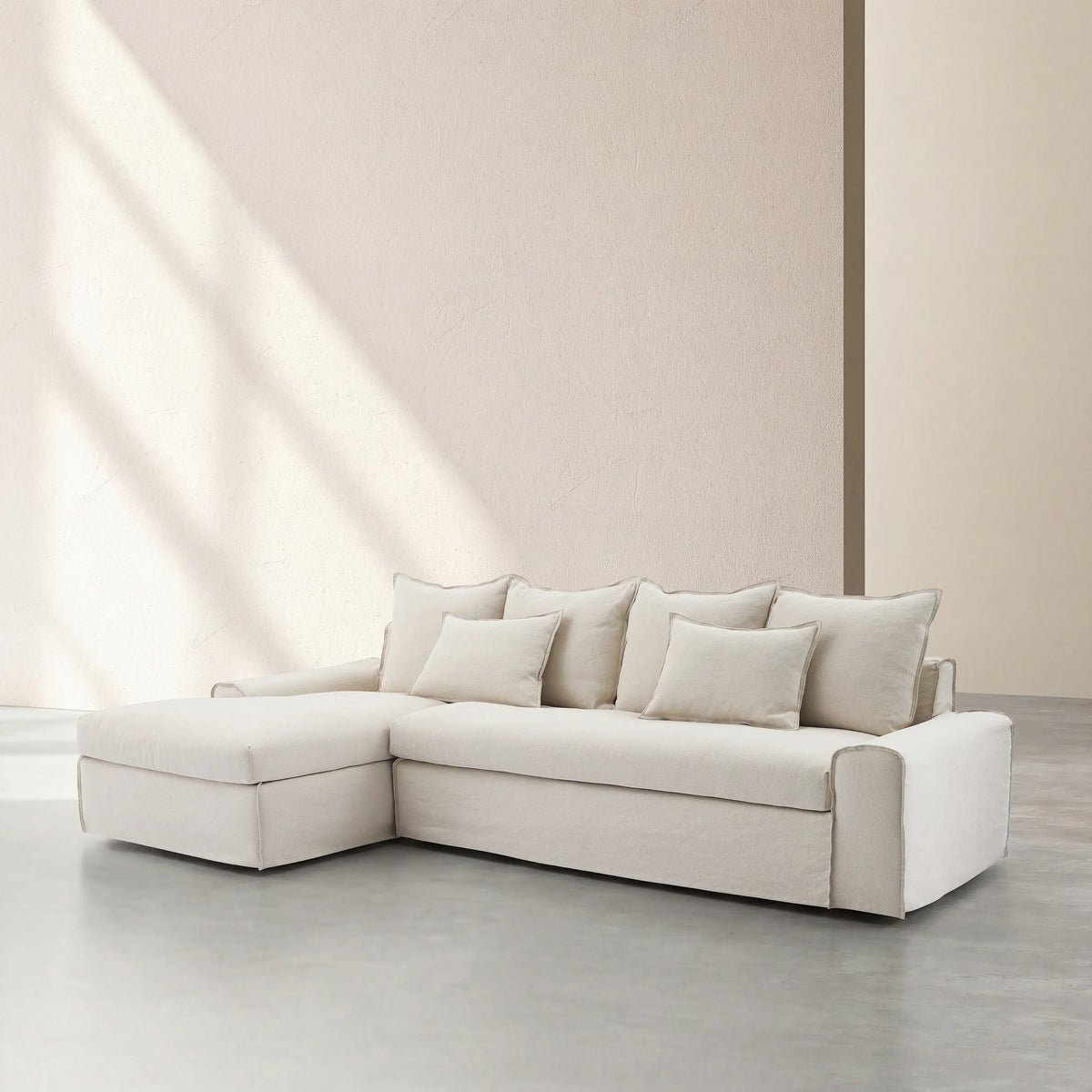 GINOSA - Linen Left-hand Chaise Sofa Cover