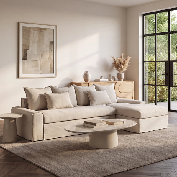 GINOSA - Linen Right-hand Chaise Sofa