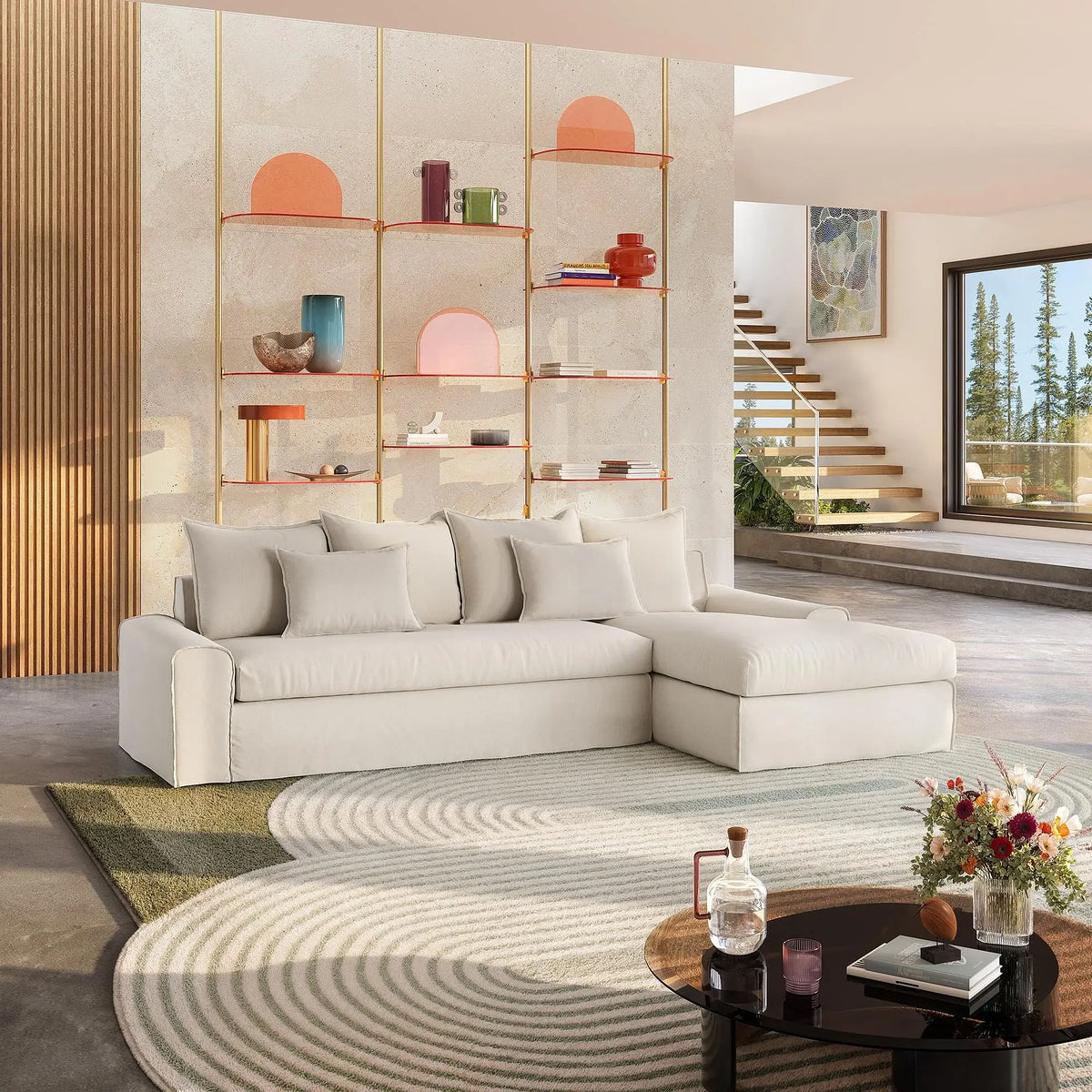 GINOSA - Linen Right-hand Chaise Sofa Cover