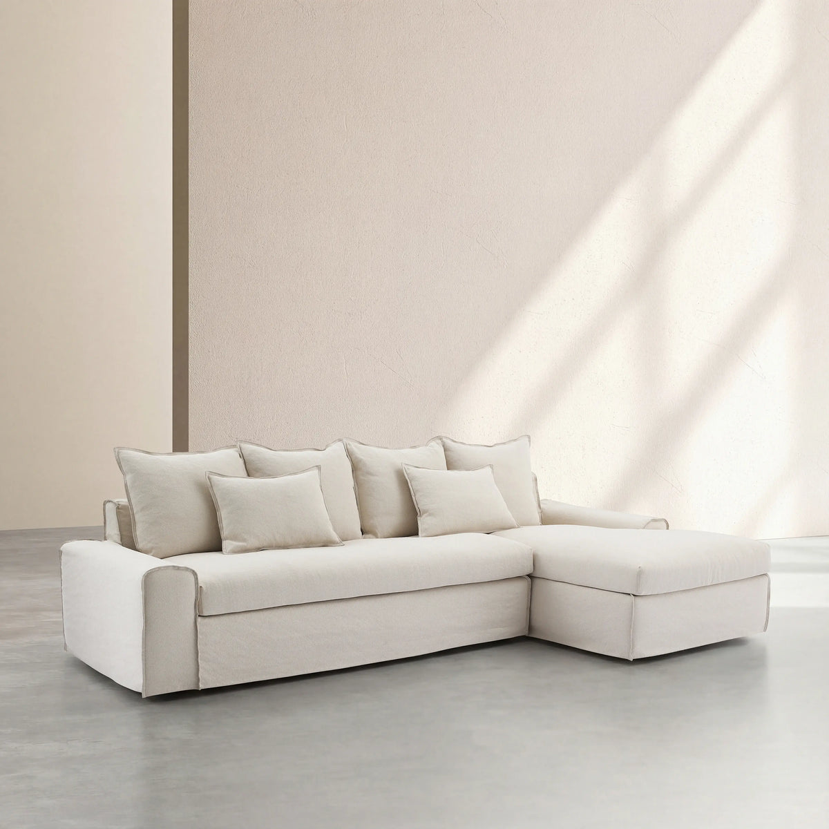 GINOSA - Linen Right-hand Chaise Sofa Cover