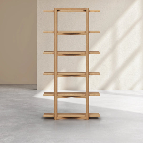 JANOA - Oak 5 Shelf Bookcase
