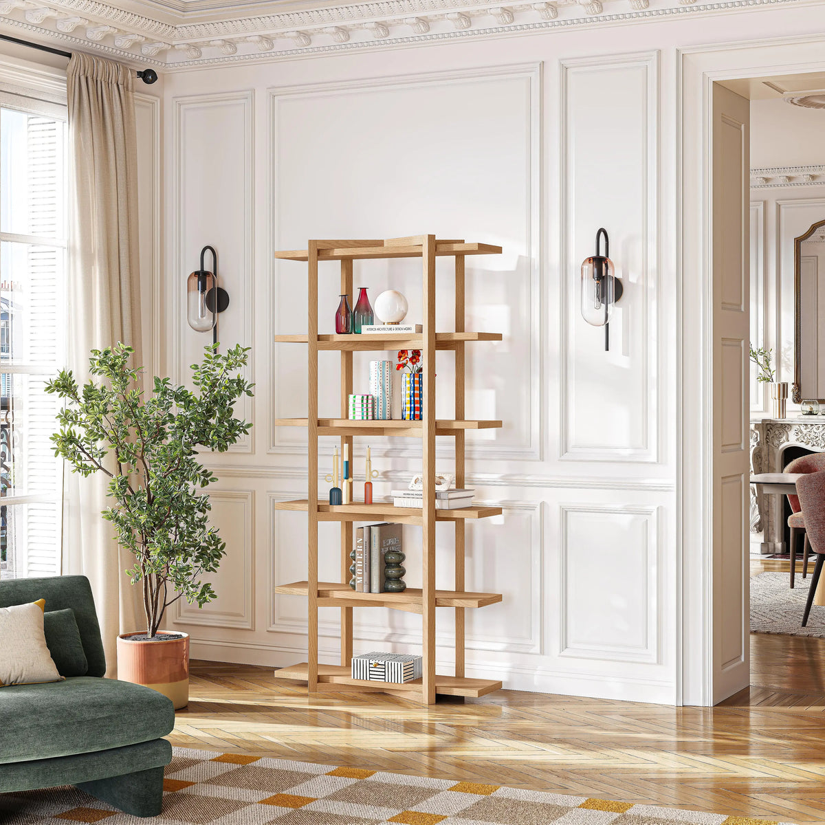 JANOA - Oak 5 Shelf Bookcase