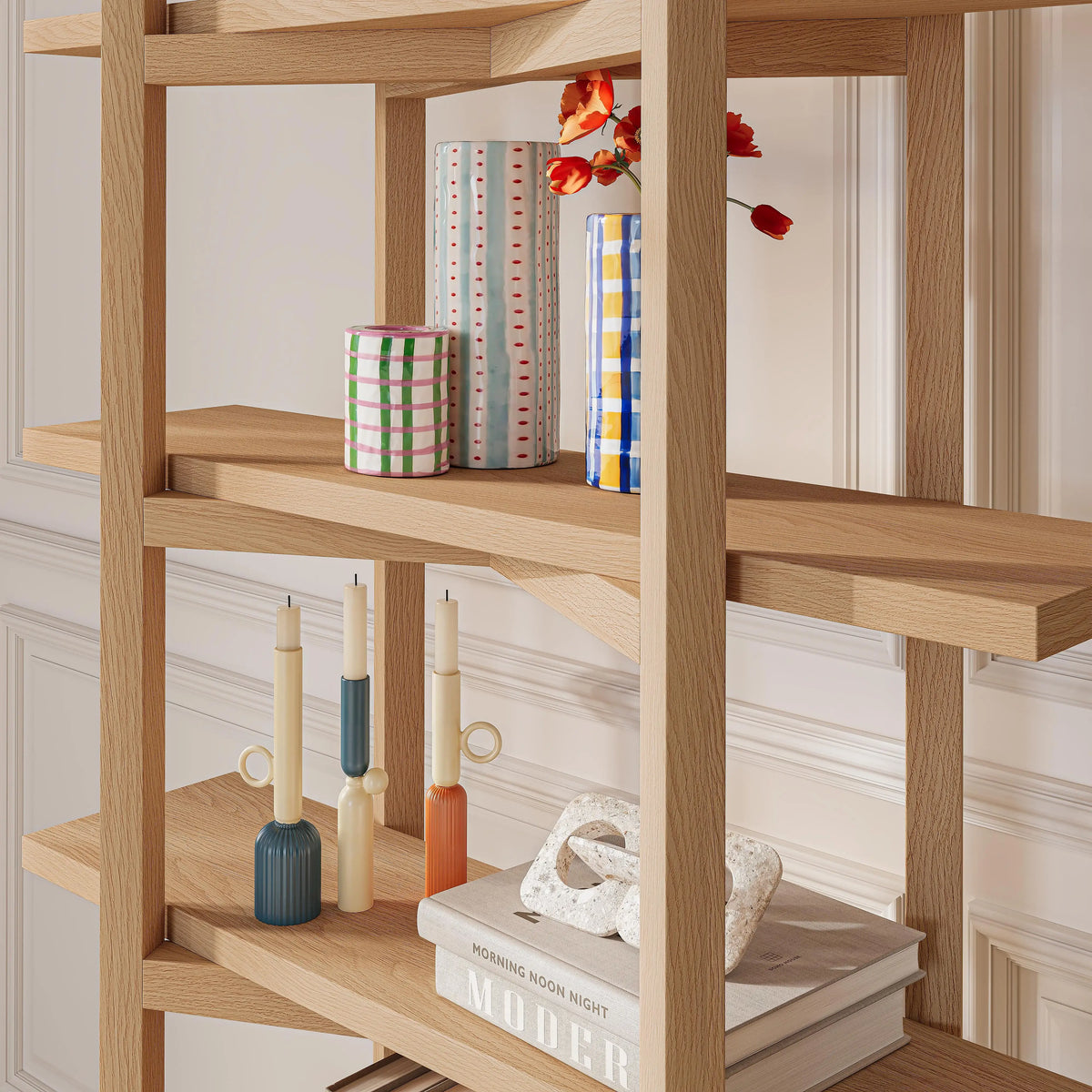JANOA - Oak 5 Shelf Bookcase