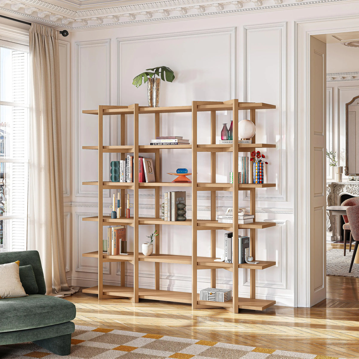 JANOA - Oak Large 5-shelf Bookcase