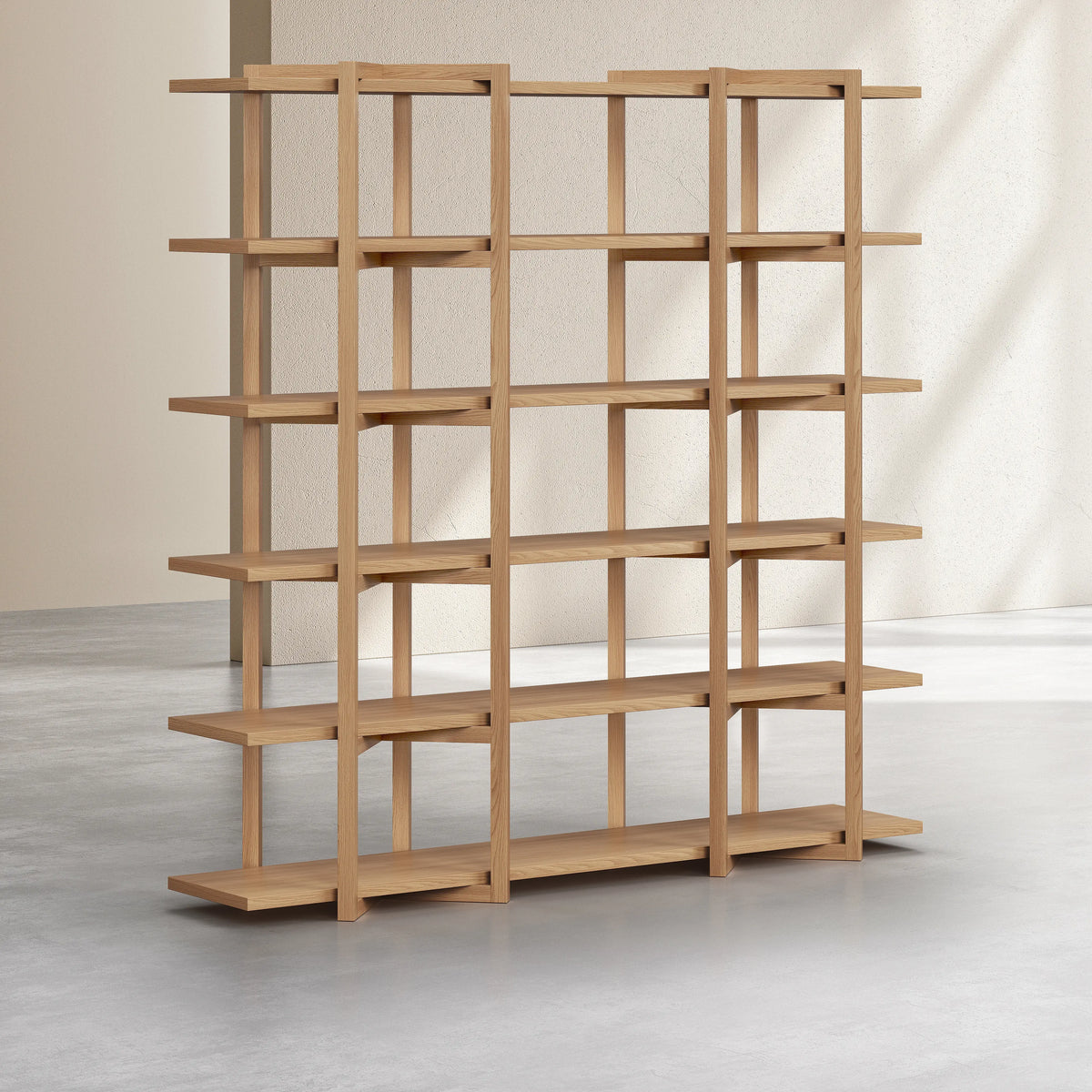 JANOA - Oak Large 5-shelf Bookcase